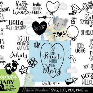 Baby Plotterdatei Plotter-bestand Svg Png Plotting Bundle Baby Party Svg Png Duits Geburt Baby Cricut silhouet dxf png Laserdatei Geburt