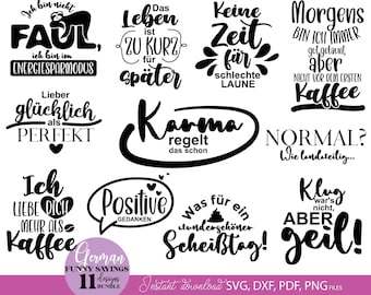 Lustige Sprüche SVG Bundle, Deutsch Plotter Datei Set Humor Design, Tasse Shirt Geschenk DIY Spaß