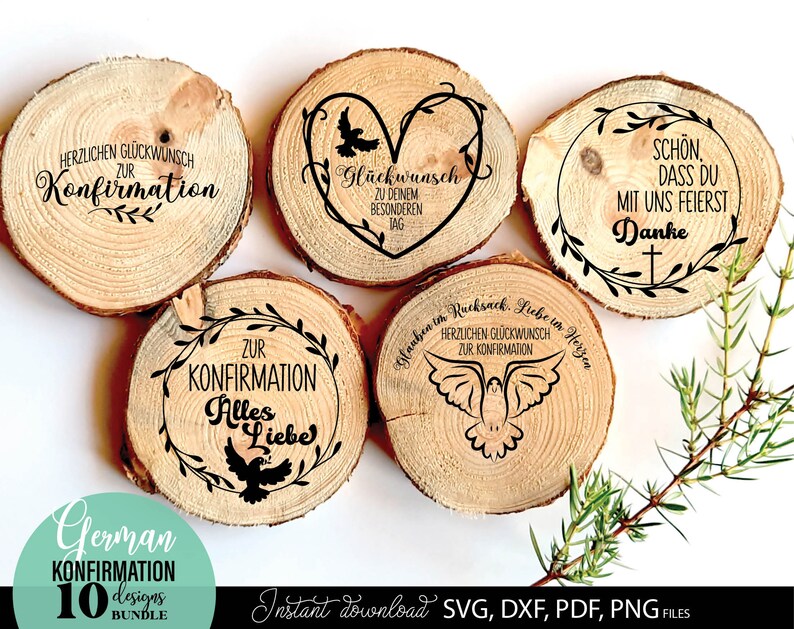 Konfirmation SVG Bundle mit christlichen Symbolen wie Taube, Kreuz, Herz und inspirierenden Sprüchen wie „Einladung zur Konfirmation“, „Herzlichen Glückwunsch“ und „Alles Liebe“. Stilvolle und moderne Designs ideal für Karten, Einladungen, Deko oder personalisierte Geschenke. Perfekt geeignet für DIY Projekte rund um Kirche, Glauben und besondere religiöse Anlässe wie Konfirmation.