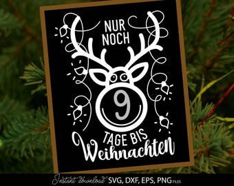 German Christmas Countdown SVG: Frohe Weihnachten Plotter File (Digital Download)