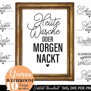 Laundry Room German Quotes SVG Bundle: Funny Laundry Posters (Digital Download)