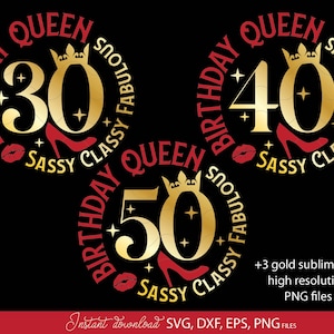Anniversaire Reine des chiffres SVG Bundle | Impertinent chic fabuleux SVG | 30e anniversaire SVG | 40e anniversaire Svg | 50 et fabuleux SVG | Couper des fichiers