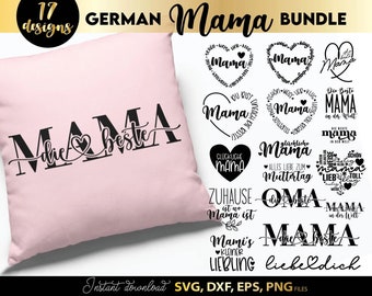 Deutsche Mama Plotterdatei SVG | Liebling Herz SVG | Die Beste Mama SVG | Cricut Silhouette Download Plotter-Bundle | Alles Liebe Muttertag
