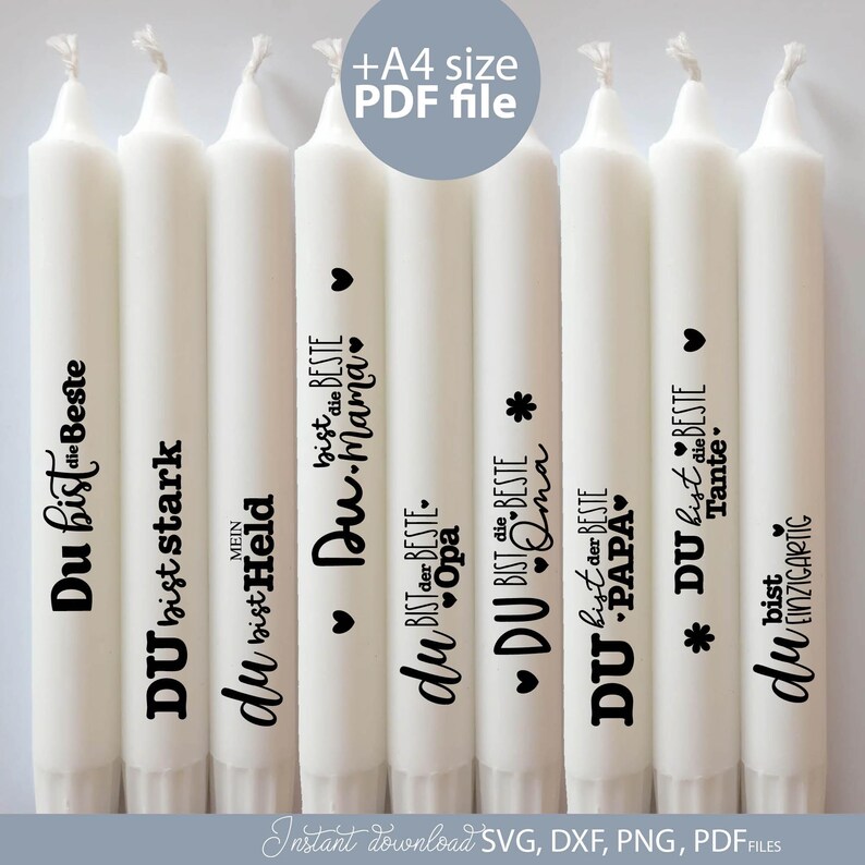Deutsche Sprüche SVG Bundle für Kerzen Tattoos Geschenke positive ...