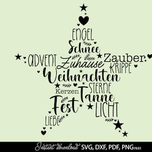 Duitse kerstster SVG: Cricut, silhouet, lasergesneden (digitale download)