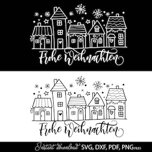 Frohe Weihnachten Christmas Houses SVG – German Ornament Decor (Digital Download) image 3