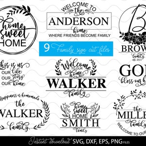 Segno di famiglia SVG / Monogramma del cognome SVG / Pacchetto SVG della fattoria / Segno di benvenuto svg / Monogramma di matrimonio svg / File di taglio Cricut, Silhouette