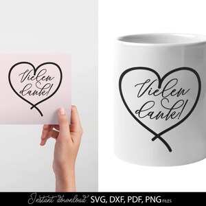 17 German plotter files Thank You signs bundle. SVG, PNG, DXF, EPS files included. Use for cutting from vinyl, sublimation or laser cut files. Compatible with Cricut, Silhouette or other equipment. Buy now for a good price and enjoy!