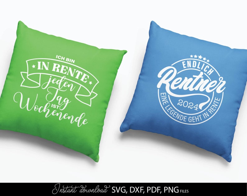 Rentner SVG Bundle mit 11 humorvollen deutschen Sprüchen und Designs rund um Rente und Ruhestand. Enthält Motive wie Endlich Rentner 2024, Ich bin in Rente, Rentner musste lange arbeiten sowie kreative Typografie mit Krone, Herz und Sonnenbrille. Modernes schwarz weiß Design eignet sich perfekt für T-Shirts, Tassen, Geschenke und DIY Projekte zum Ruhestand. Ideal für Plotter Dateien zur Gestaltung persönlicher Rentner Geschenke und witziger Dekoration.