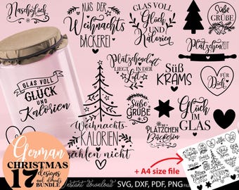 Deutsche Plotterdatei backen Weihnachten svg Bundle - Plätzchen svg - Deutsche Sprüche Weihnachten backen plotterdatei Cricut Silhouette