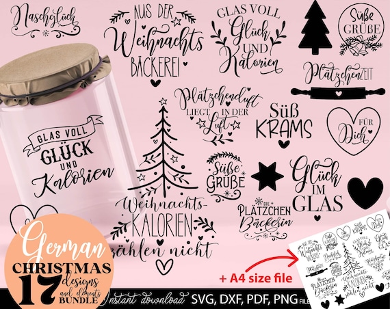 Personalisierbare Weihnachts SVG Bundle mit Weihnachtsbäckerei Sprüchen Plätzchen Designs und festlicher DIY Deko