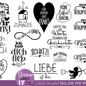 Plotterdatei Liebe Zitate Deutsch Svg Png, Liebling Herz Svg Png, Liebe svg, Cricut Silhouette Bundle, ich Liebe dich Clipart, Liebe Bundle