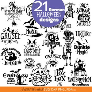 Deutsche Halloween Plotterdatei SVG PNG DXF Bundle Hexennacht Deutsche Plotterdatei Cricut Silhouette Plotten Bundle Laserdatei Halloween