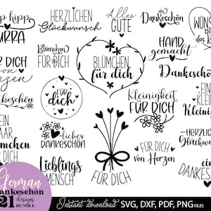 Deutsche Plotterdatei Danke Bundle Best Friends Svg - Cricut Silhouette Lieblingsmensch Svg - Schön das es dich gibt - Danke sprüche