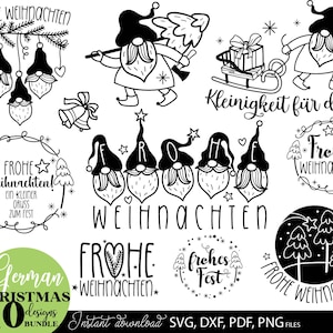 Personalisierbare Weihnachts Wichtel SVG Bundle mit deutschen Sprüchen für Kerzen Geschenke DIY Deko und Plotterdateien