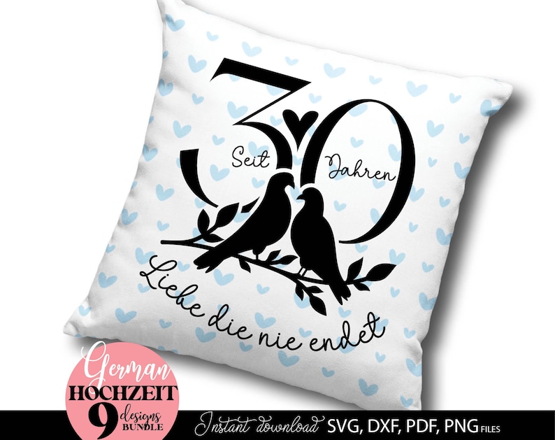 German Hochzeit plotterdatei Porzellanhochzeit Silberhochzeit Perlenhochzeit Svg Rubinhochzeit Goldene Hochzeit Diamanten Hochzeit Svg Png Dxf Png files included. Compatible with Cricut, Silhouette, Glowforge, sublimation, laser cut machines. Buy now