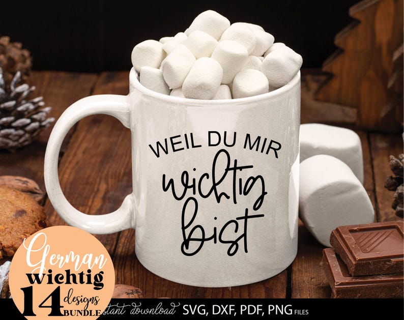 Set aus liebevollen deutschen Schriftzügen mit dem Spruch „Weil du mir wichtig bist“ in verschiedenen stilvollen Varianten. Moderne handgeschriebene Typografie kombiniert mit Herzen, Kreisen und dekorativen Elementen im minimalistischen Schwarz-Weiß Design. Die Motive wirken emotional, warm und persönlich. Perfekt geeignet für DIY Projekte wie Geschenkideen, Tassen, Karten, Poster oder Wanddeko. Ideal, um Wertschätzung, Liebe und besondere Gefühle kreativ auszudrücken.