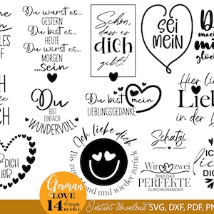 Plotterdatei Liebe Zitate Deutsch Bundle Svg Png, Liebling Herz Svg Png, Liebe Svg, Cricut Silhouette, ich Liebe dich Clipart, Liebe Bundle