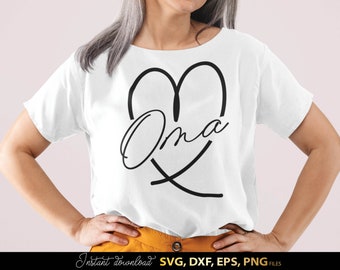 Oma SVG Herz Design, Schriftzug Muttertag Geschenk Idee, Plotter Datei Oma Liebe