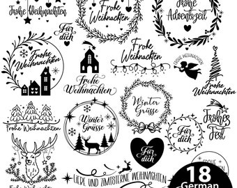 Personalisierbare Frohe Weihnachts SVG Bundle mit Winter Grüßen Adventszeit Sprüchen und festlicher DIY Weihnachtsdeko