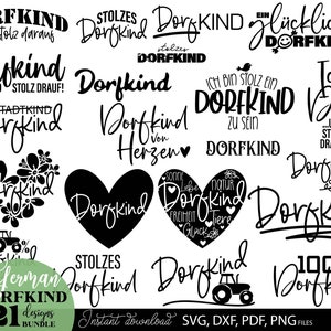 Pacchetto di dati plotter per bambini del villaggio tedesco in formato SVG, DXF, PNG, PDF - House Love, Cricut, Home, Silhouette, Farm Life, Quotes - Villa, bambino, ragazzo, ragazza