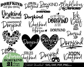 German Village Dorfkind Plotterdatei bundle Svg Dxf Png Pdf - House Love Cricut Home Silhouette Farm Life Quotes - Villa Child boy girl