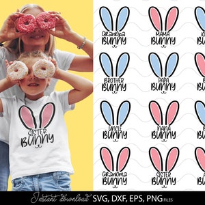 Plotterdatei allemand Pâques famille lapin Bundle SVG PNG, maman lapin Svg, papa lapin Svg, bébé lapin Svg, joyeuses Pâques, Ostern famille Svg