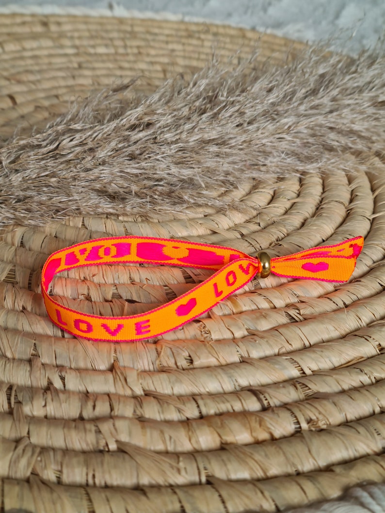 Textarmband, größenverstellbar, Stoffarmband, Bohostyle, Ibizastyle, Neonbänder, Freundschaftsbänder Bild 9