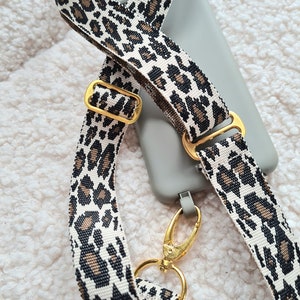 Mobile phone strap adjustable, with gold or silver fittings, crossover wearable, mobile phone strap without case