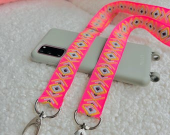 Adjustable phone strap with gold or silver fittings, crossbody style, phone strap without case