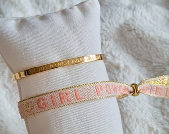 Textarmband, größenverstellbar, Stoffarmband, Freundschaftsbänder, Girlpower, Junggesellinnenabschied