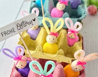 Easter decoration, bunny in an egg box, gift idea