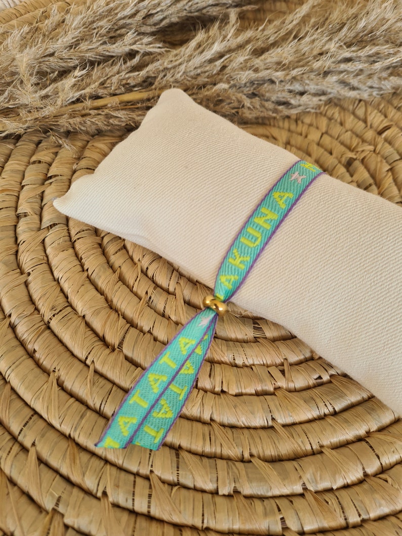 Text bracelet, adjustable size, fabric bracelet, boho style, Ibiza style, neon bracelets, friendship bracelets image 10