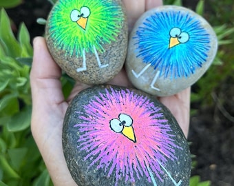 Pietra dipinta, uccellino simpatico, idea regalo, decorazione