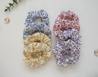 Mini scrunchies pair: kids children's ditsy floral hair ties for buns plaits and ponytails