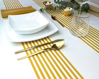Striped tablecloth/ Round, square, rectangular table linens/ Custom waterproof fabric tablecloth Made in Italy