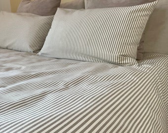 Duvet cover linen bedding/ Set linen duvet cover/Striped duvet cover queen/ cotton duvet bedding set queen