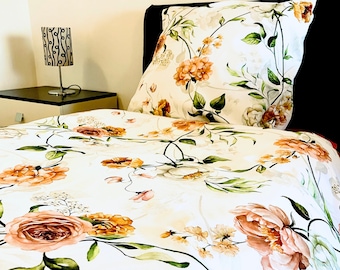 Duvet cover linen bedding/ Set linen duvet cover/Floral duvet cover queen/ cotton duvet bedding set queen