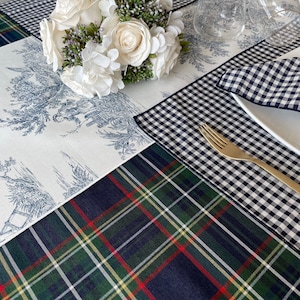 Scottish blue tablecloth with napkins oval rectangle square round available in different sizes Made in Italy /Picnic tablecloth