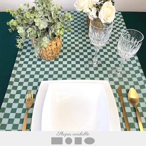 Waterproof green gingham tablecloth. Round gingham tablecloth, square, oval or rectangle. Outdoor tablecloth.