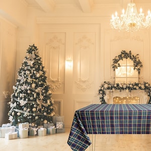 Blue scottish tablecloth/Tablecloth Scottish blue green tablecloth/Personalized tablecloth with your sizes/ Handmade in Italy