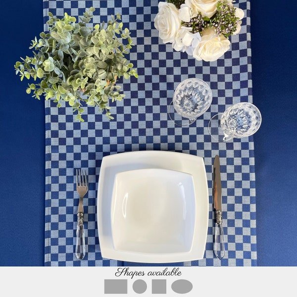 Blue Gingham Tablecloth Etsy