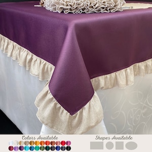 Waterproof ruffle tablecloth round oval rectangle square Custom tablecloth for outdoor available in different colors and sizes