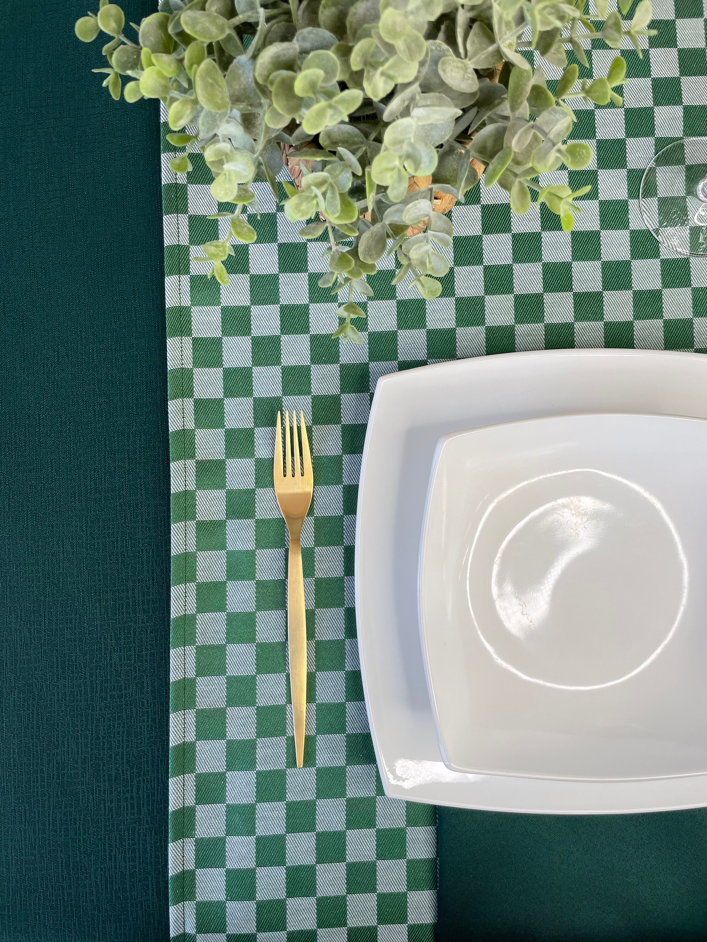 Waterproof Green Gingham Tablecloth. Round Gingham Tablecloth Etsy Norway