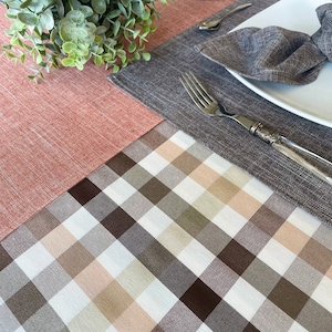 Beige checked tablecloth round Gingham tablecloth square oval rectangle Outdoor tablecloth Tablecloth picnic