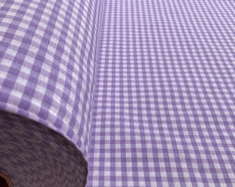 Gingham fabric/Purple gingham meter fabric width 110"/ Lilac fabric 5mm checks/ Fabric by meter for clothing accessories home decor