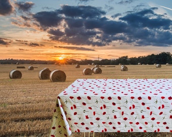 Handcrafted Custom Cotton Tablecloths - Poppy, Daisy, and Lavender Patterns