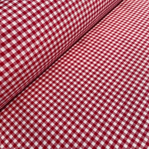 Red Gingham Fabric | Cotton Blend – 110” Wide (280 cm) | Checkered Fabric for Clothing, Tablecloths, Curtains, Home Décor