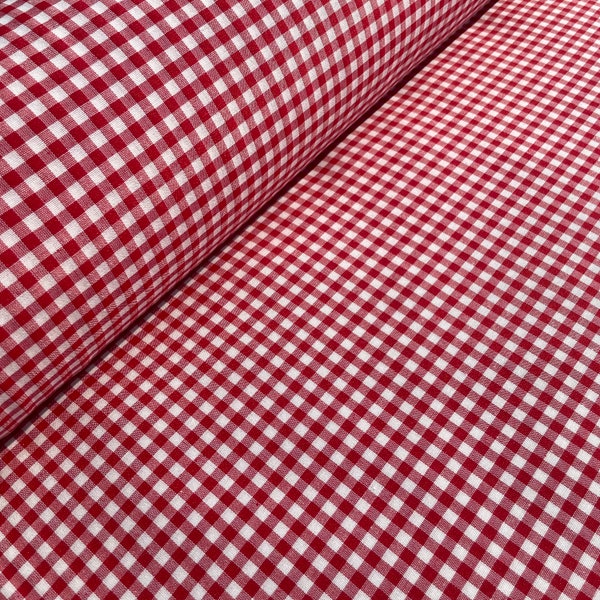 Tissu à mètre vichy rouge largeur 280 cm/ Tissu rouge à carreaux 5mm pour vêtements linge de maison et oreillers décoratifs