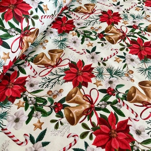 Christmas fabric by the yard width 110&quot;/Christmas morning fabric/ Christmas fabric collection for table linen and decorations